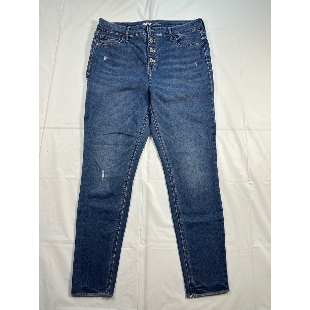 Old Navy Rockstar Super Skinny High Rise Button Fly Jeans Blue Denim Size 12